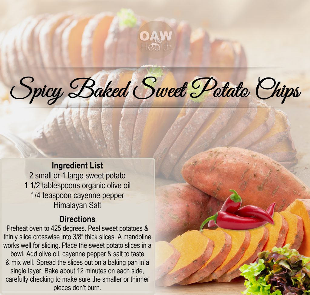 spicy baked sweet potato chips - oawhealth