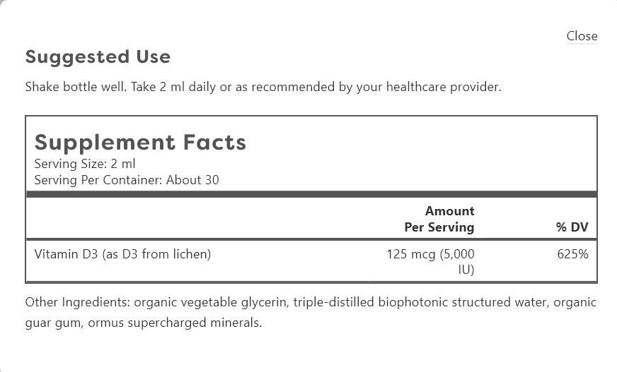 Organic Vitamin D3 Supplement Facts and Usage