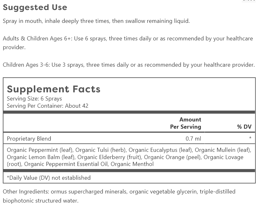 Lung Health Supplement Facts